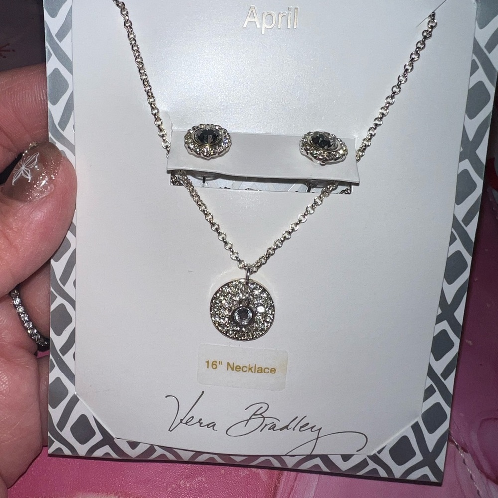 Vera Bradley Silver and Black Necklace Set
